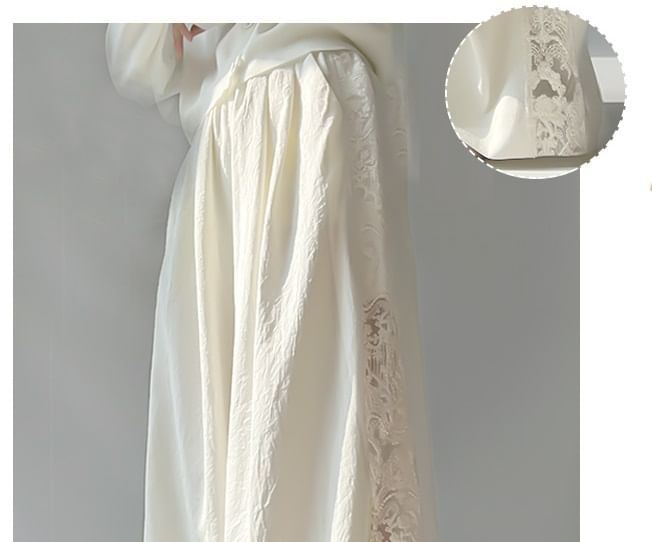 evanesce - Hoge taille effen kanten wijde broek