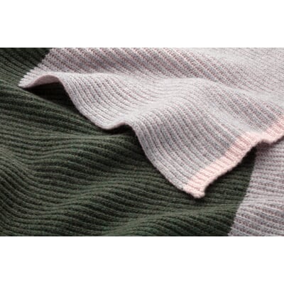 Unisex-Kaschmirstrickschal, Grün-Rosé