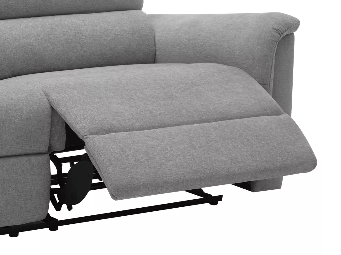 Canapé 3 places relax électrique en tissu gris CARTASIA