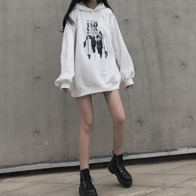 CRIBI - Oversized hoodie met trekkoord en grafische print