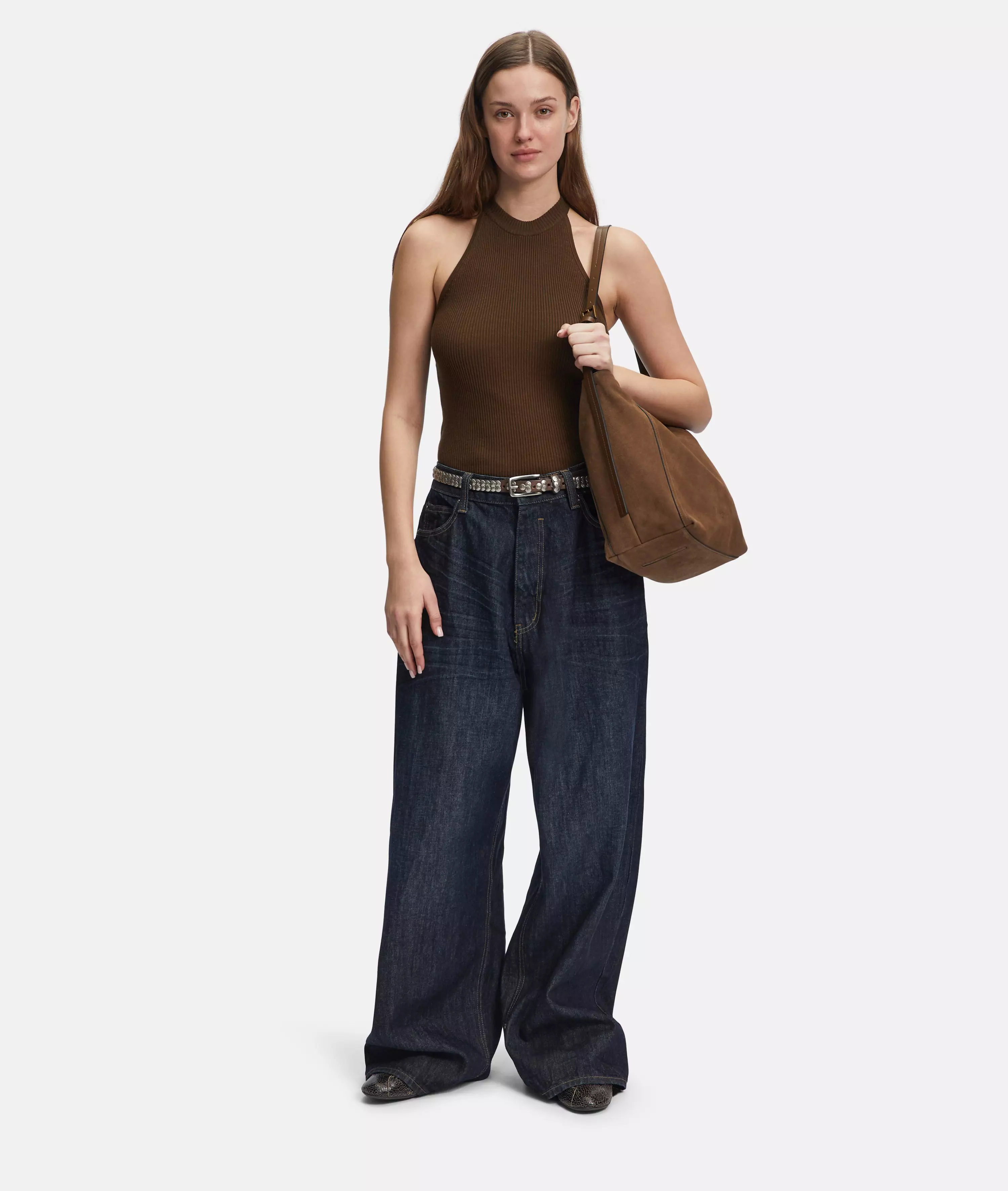 Chudy Hobo M Spacious suede hobo bag