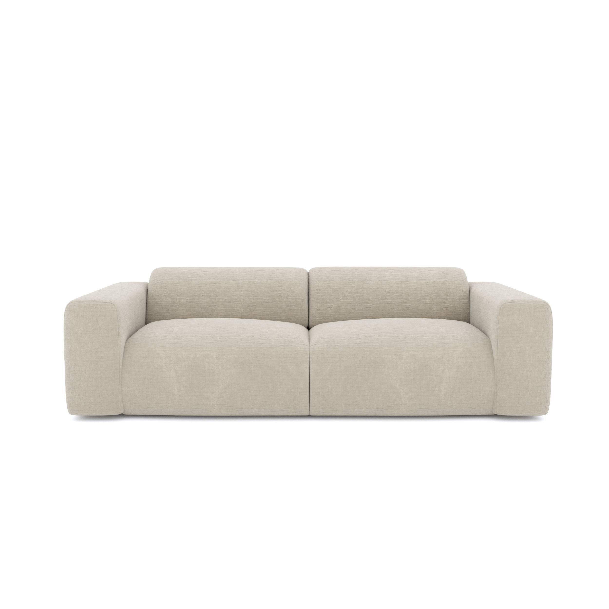 Rechte bank MYRA 4 personen Fluweel met structuur Beige