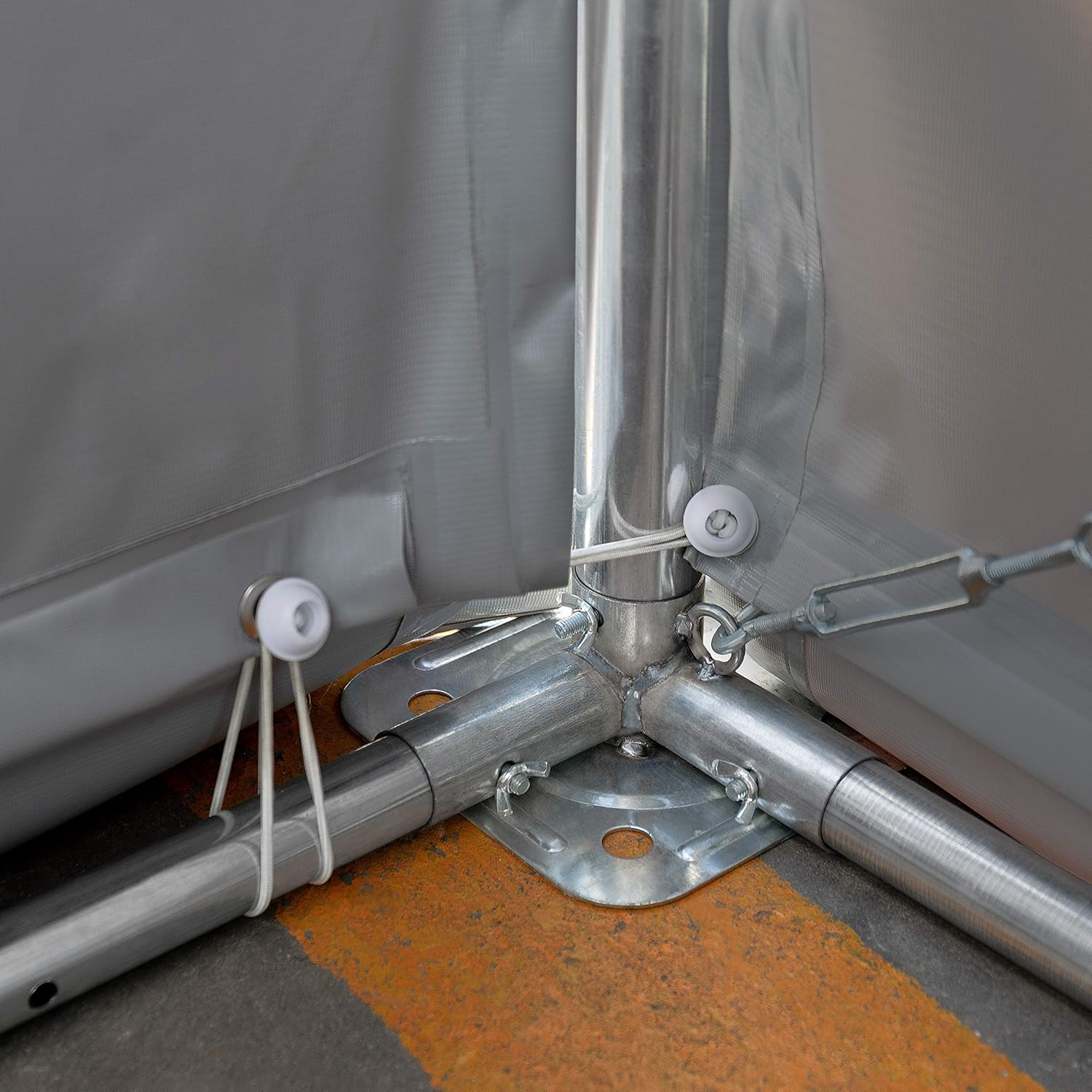 TOOLPORT Lagerzelt Zelthalle Weidezelt 4x6x3 m mit Hochziehtor - durchgehende PVC Plane 850 N mit Oberlicht - Wasserdicht