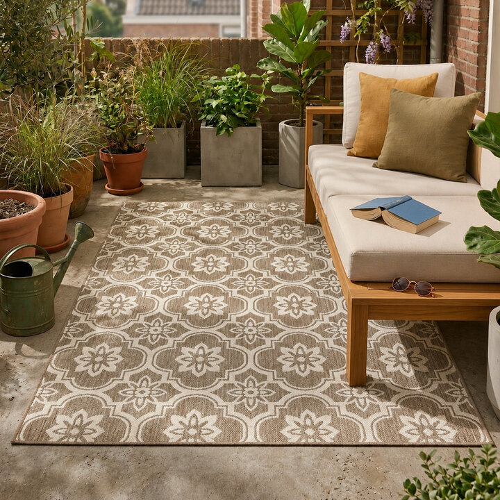 Buitenkleed - Rio Flower Beige