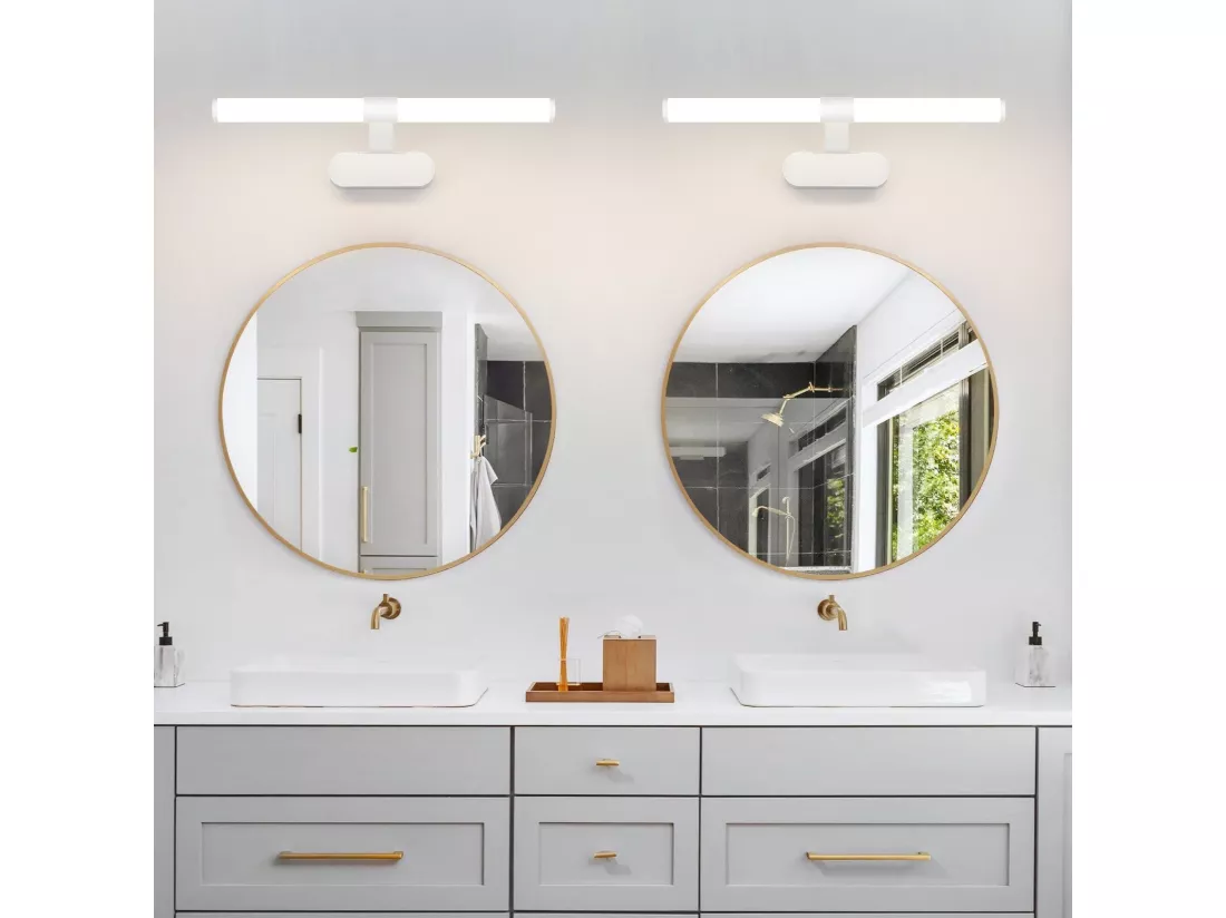 NETTLIFE Lampe de miroir LED 40CM 6W Etanche IP44 Moderne Blanc Neutre 4000K Blanc