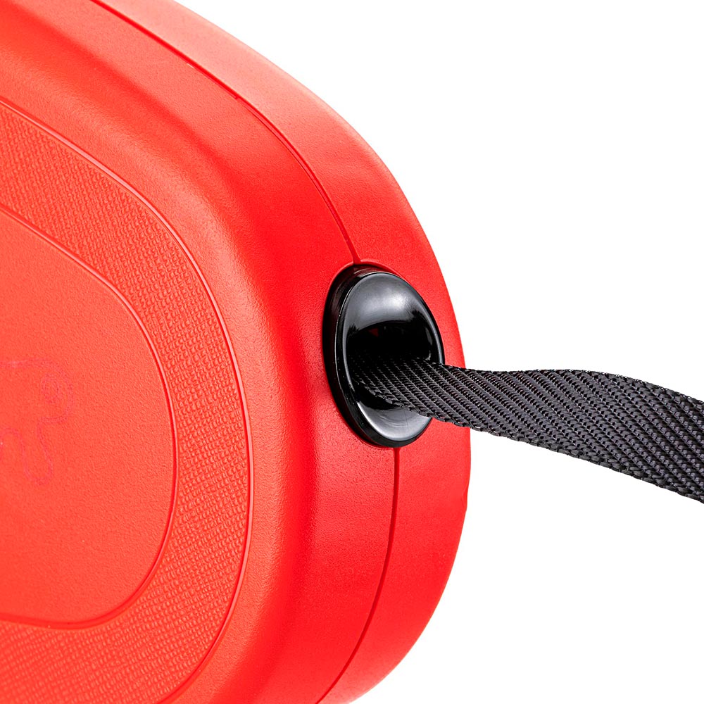Laisse rétractable pour grands chiens flippy one tape l, sangle extensible 5 m, max 50 kg, rouge