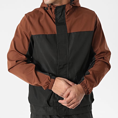 Ensemble Veste Zippée Et Pantalon Cargo Noir Marron