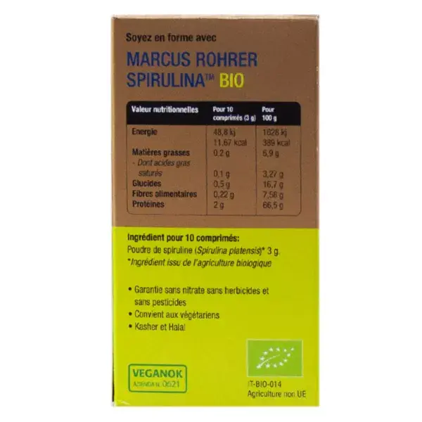 Comprimidos de Spirulina Orgânica Marcus Rohrer - 180 unidades