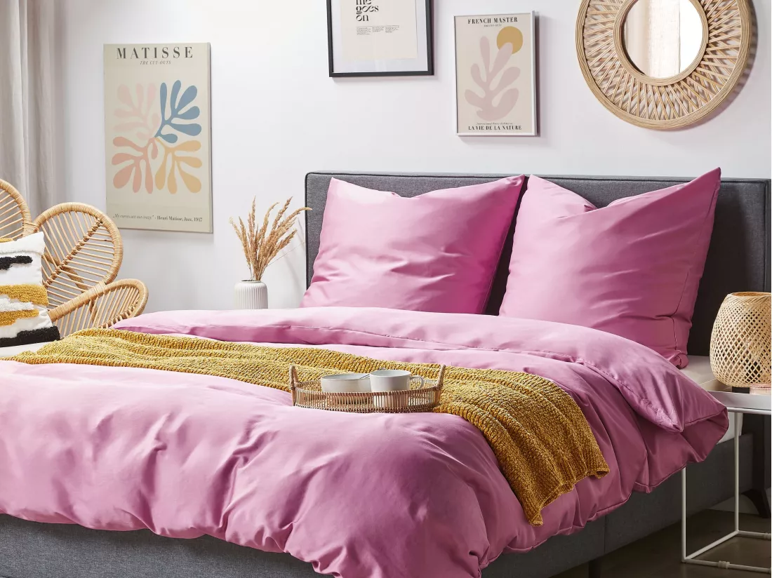 Ensemble de housses de couette HARMONRIDGE Satin de coton 155 x 220 cm Rose