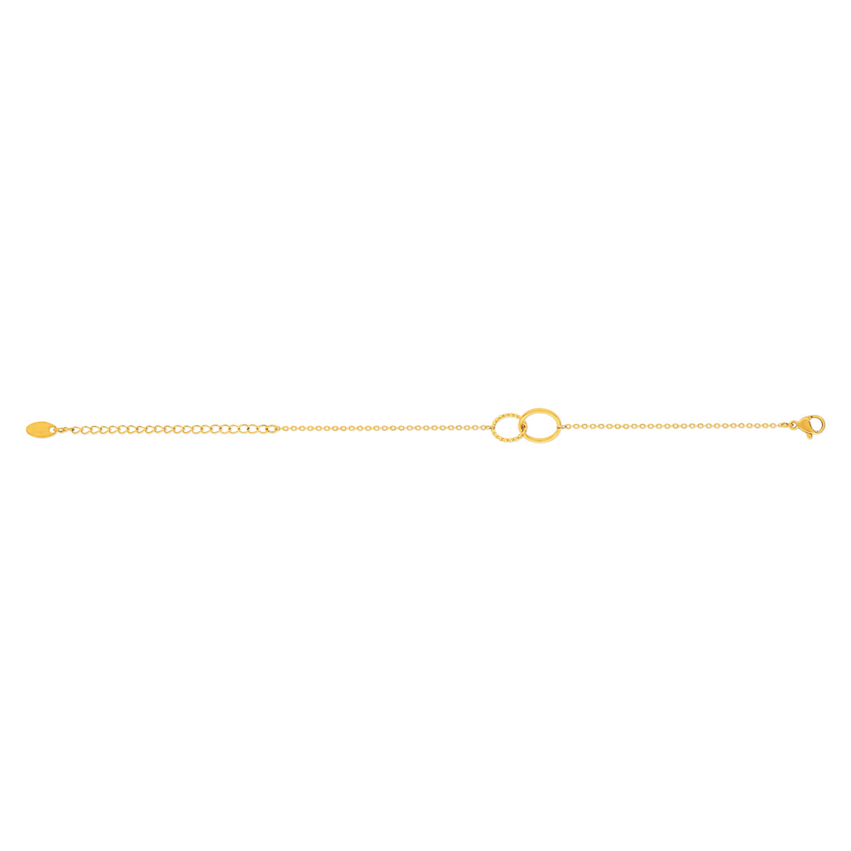 Bracelet acier jaune motif disque 21 cm