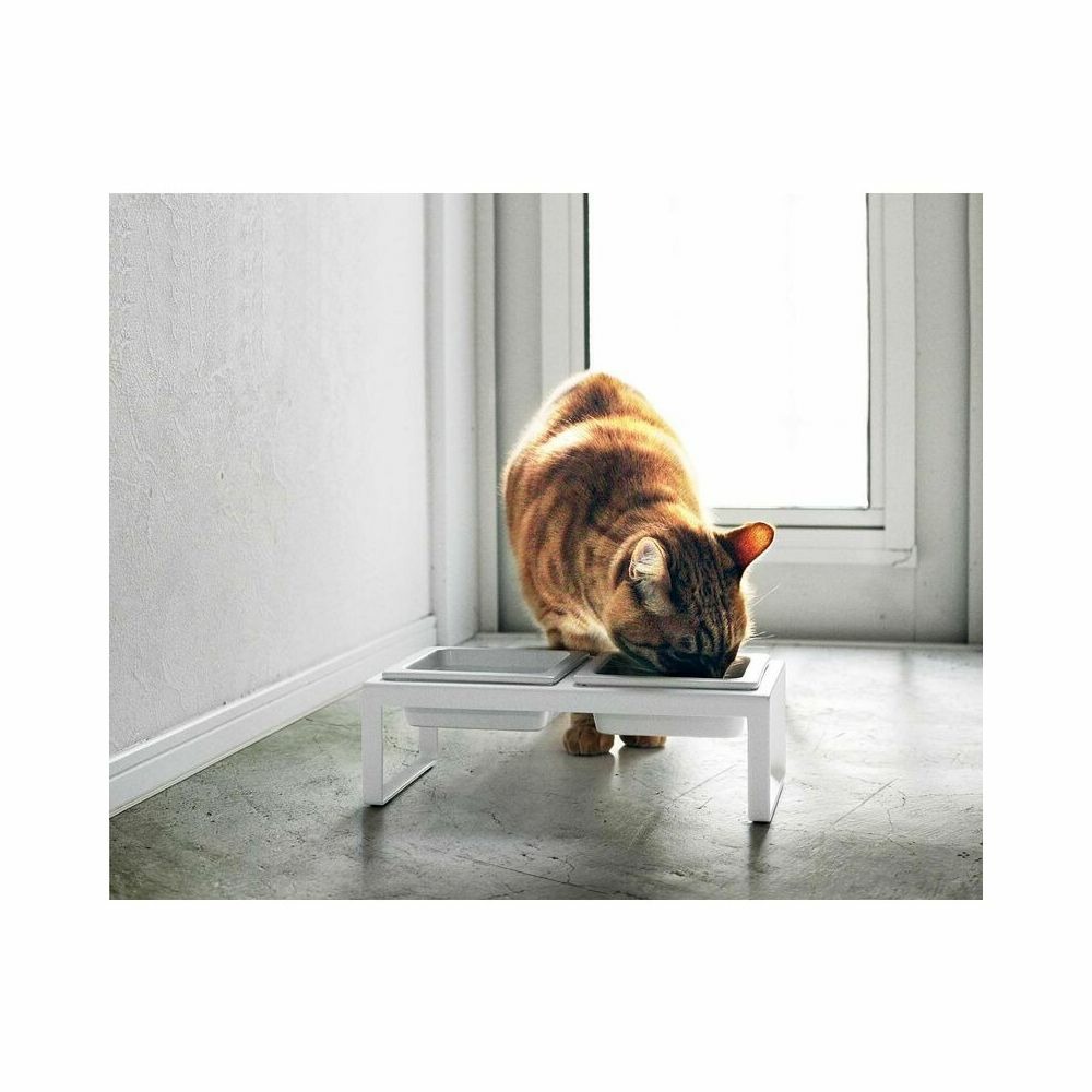 Double gamelle design surélevée pour chat tower