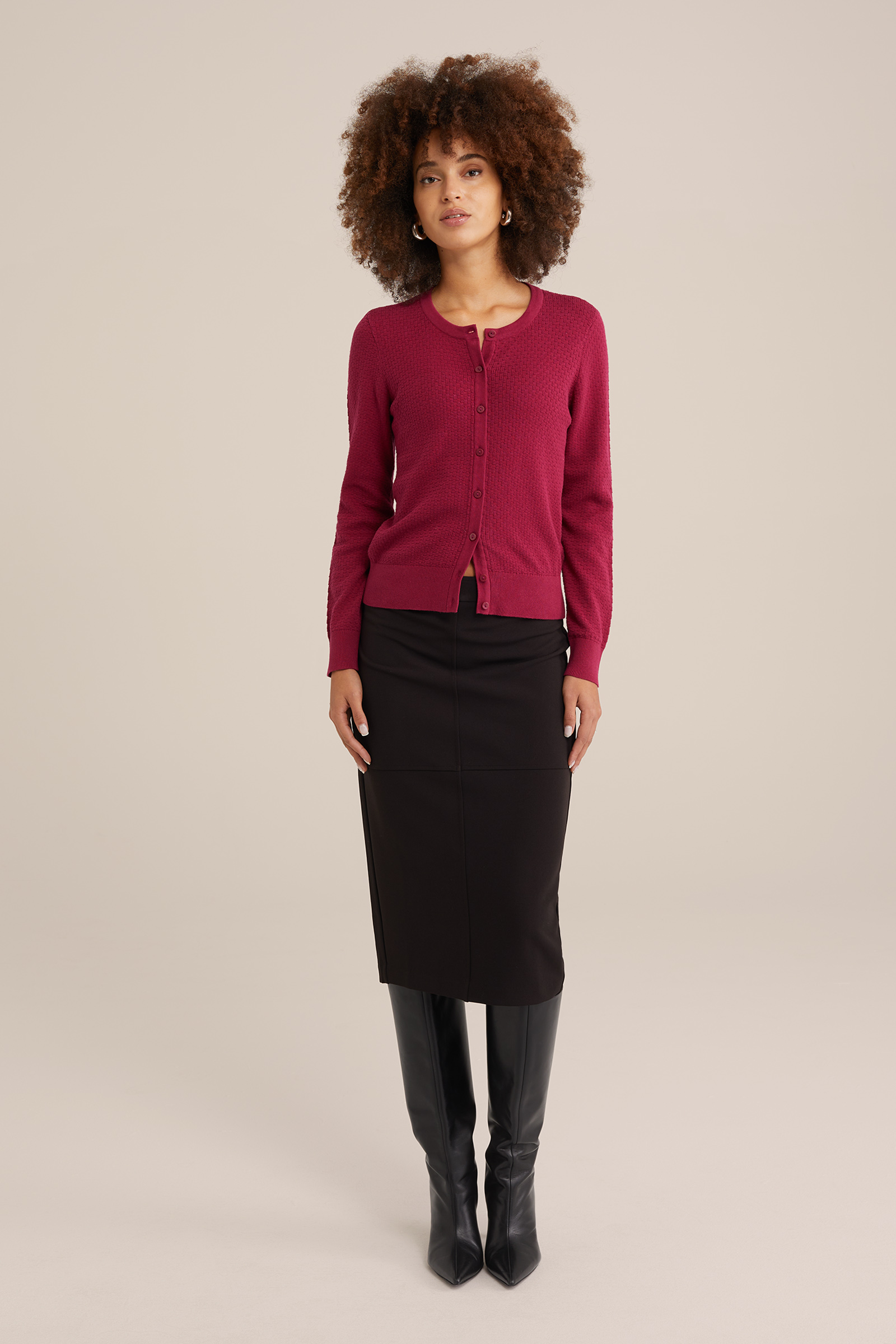 vest met structuur WE Fashion Rood