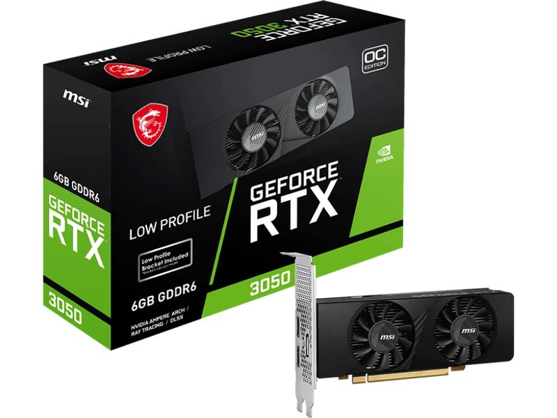 MSI Grafikkarte GeForce RTX 3050 LP 6 GB OC Gamer-Grafikkarte mit 6 GB GDDR6 Speicher, ermöglicht Auflösungen bis zu 8k