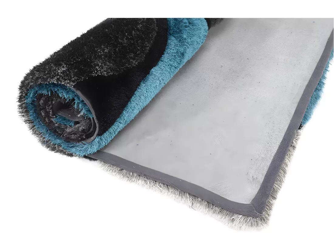 Tapis shaggy à poils longs - turquoise et gris - 140 x 200cm - PIETRA