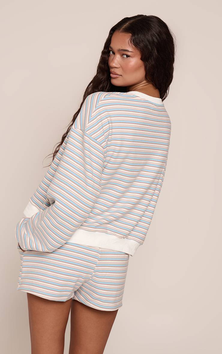 Bleu Clair Sweat-shirt Super Doux À Rayures