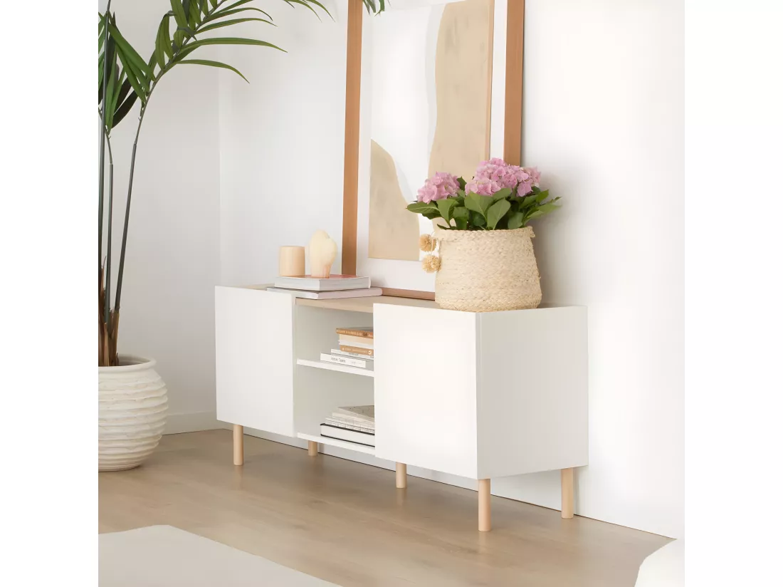 Meuble tv effet bois naturel 140x60