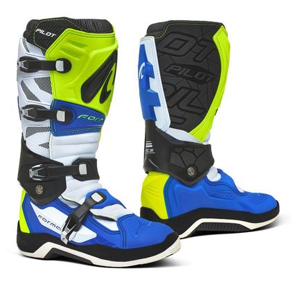 Bottes cross Forma PILOT YELLOW FLUO/WHITE/BLUE 2024 - Jaune / Blanc