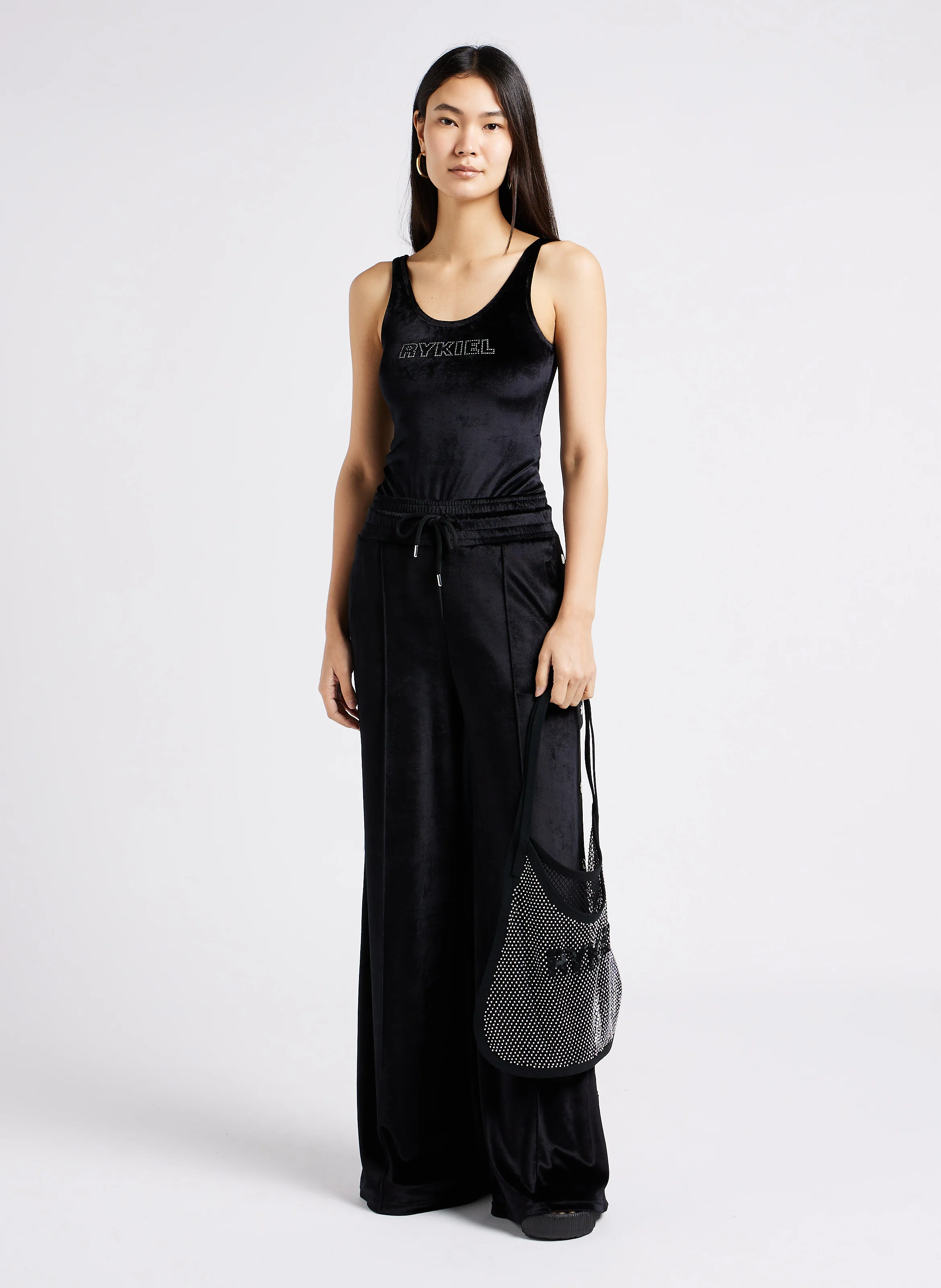 Pantalon large taille haute | Noir