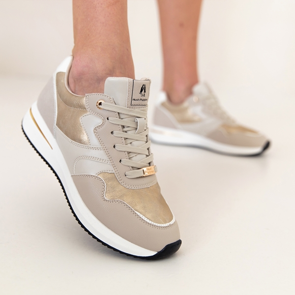 Hush Puppies dames sneakers beige metallic