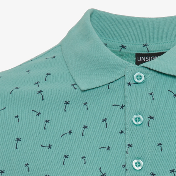 Unsigned heren polo groen met all over print