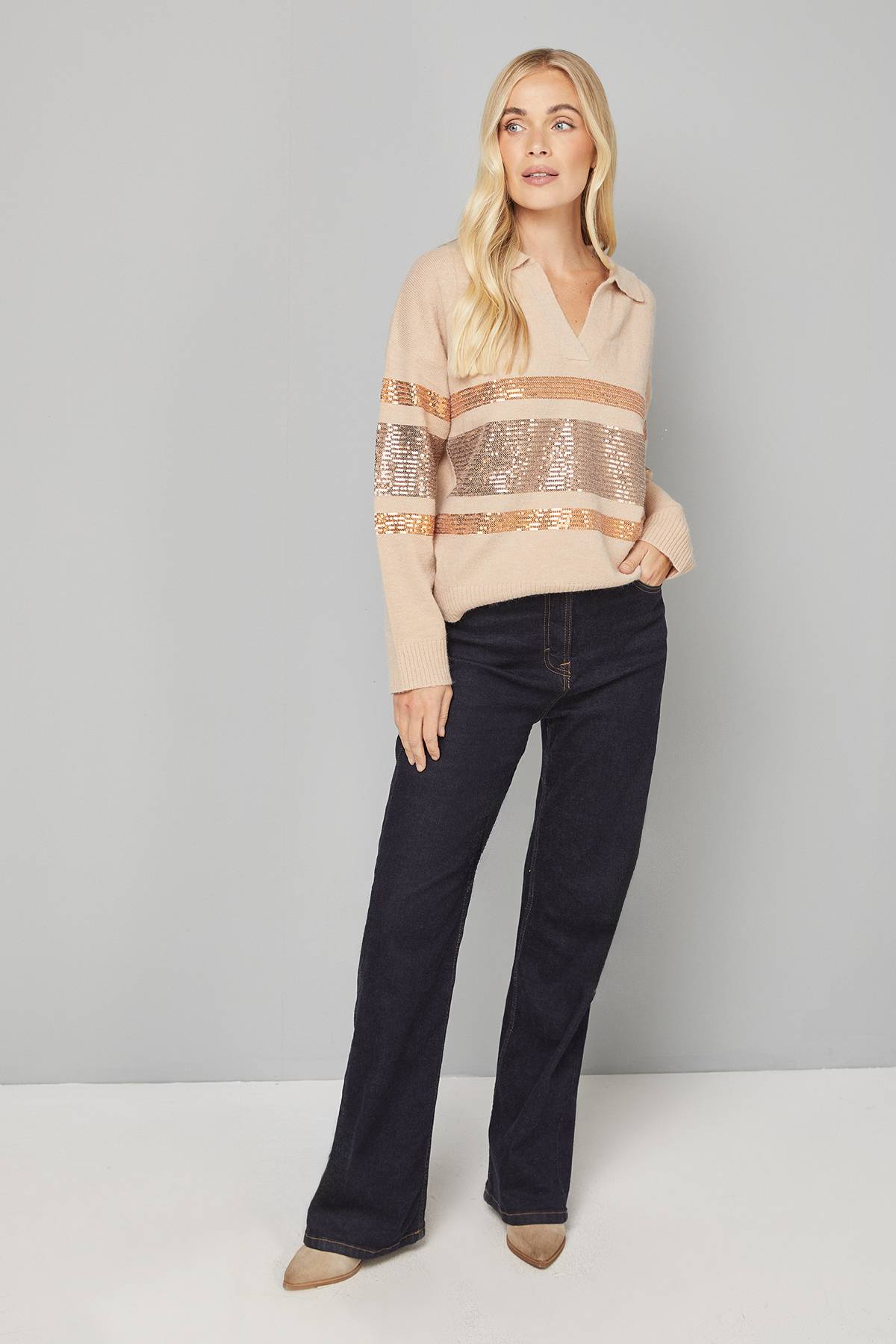 Wallis synthétiquell Polo Petite Avoine à Placement de Sequins