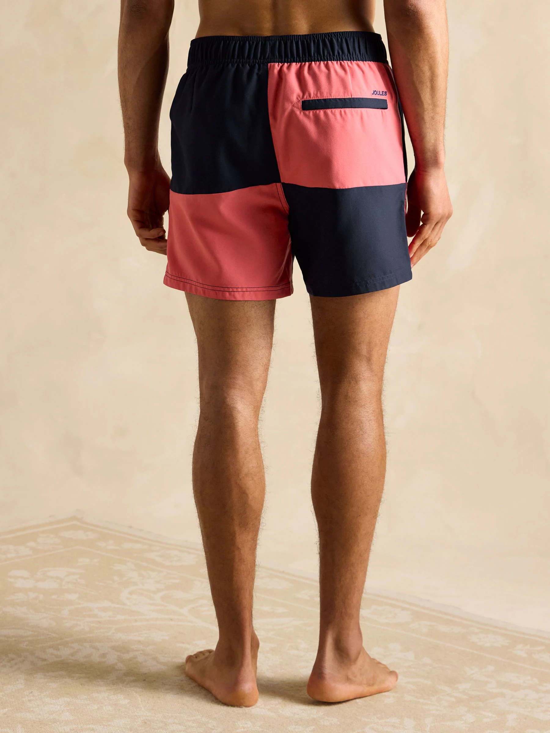 Roze en marineblauw - Joules Overton rugby stijl zwembroek