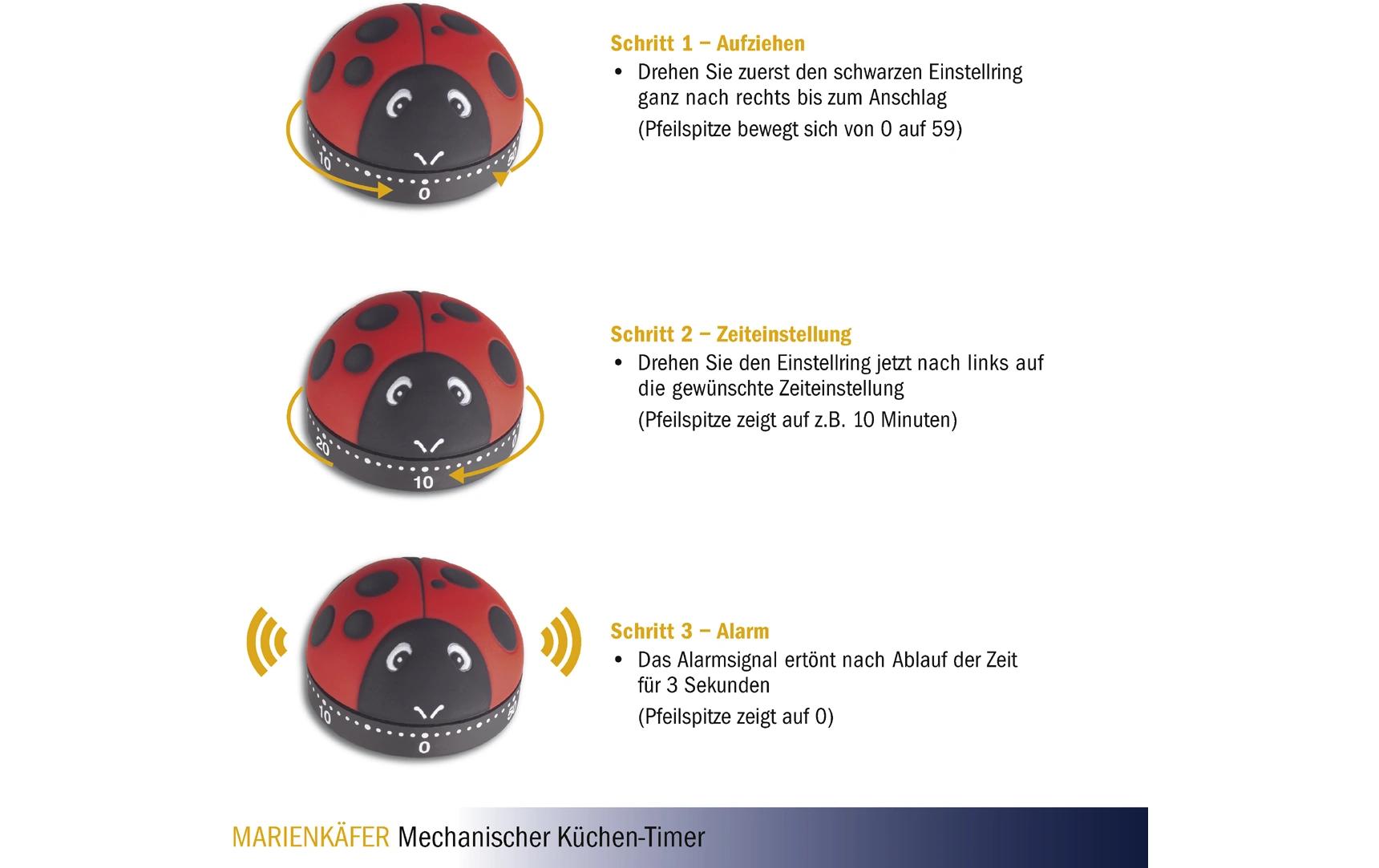 Küchentimer Marienkäfer Rot/SchwarzTimer für die Küche in Marienkäfer Design