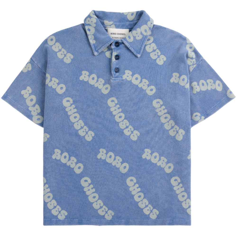 Køb Bobo Choses Blue Wavy Bobo Choses All Over Waffle Polo T-Shirt