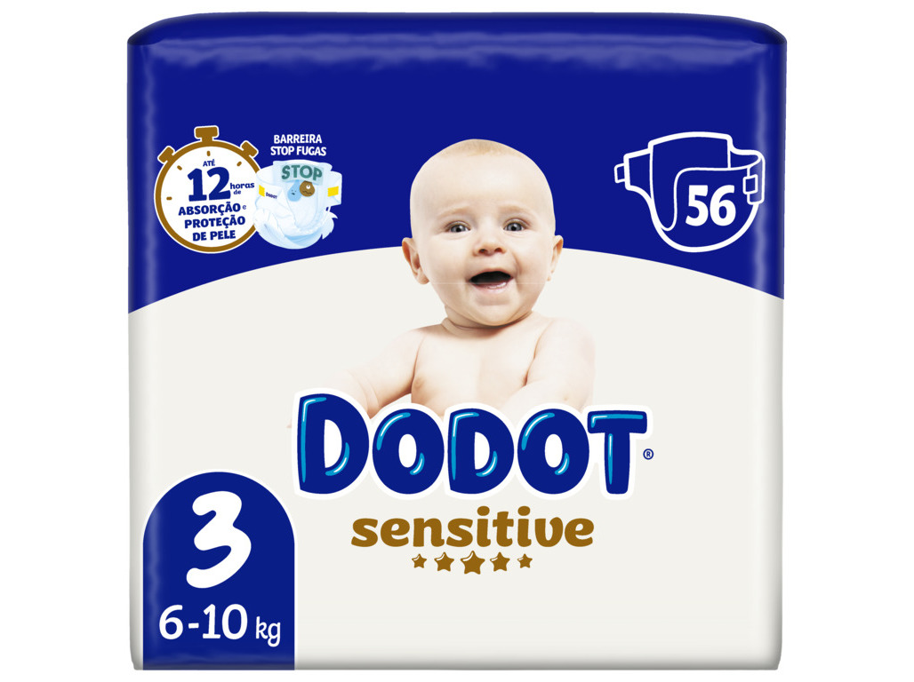 FRALDAS DODOT SENSITIVE EXTRA T3 7-11KG 56 UN