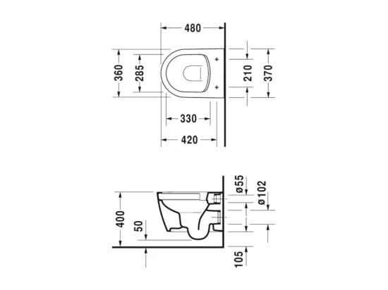 Pack WC suspendu sans bride compact DURAVIT Me by Starck + bâti support GROHE Rapid SL Projet + abattant + plaque chromé