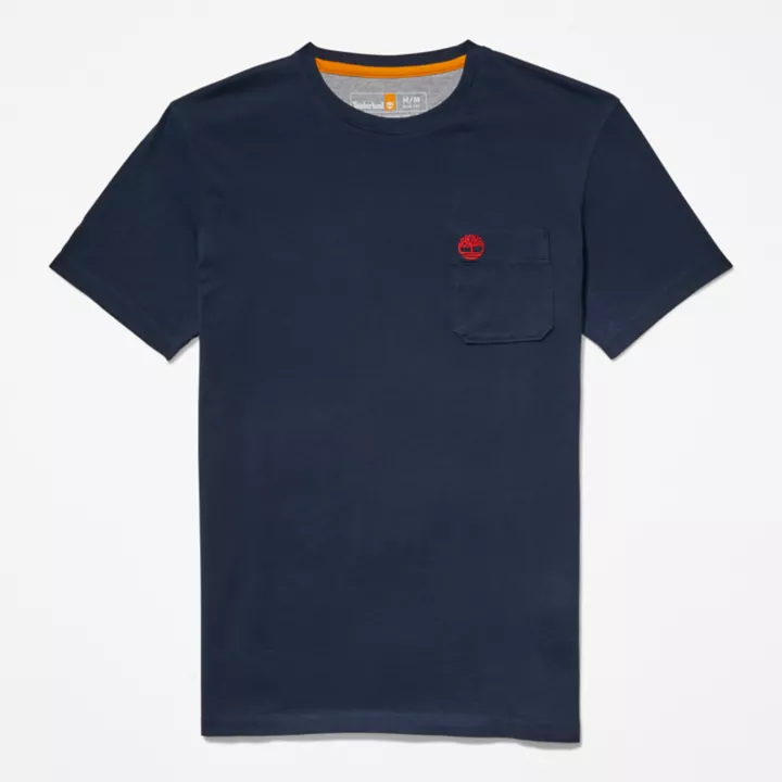 T-shirt Dunstan River à poche pour homme en bleu marine