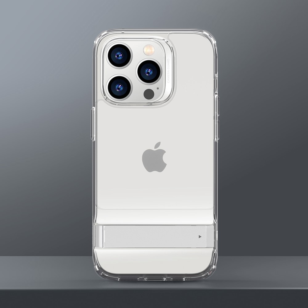 iPhone 14 Pro Max Air Shield Boost Serie Hybrid Hülle TPU Bumper Acryl Rückseite Air Cushion Fallschutz   Kickstand - Transparent