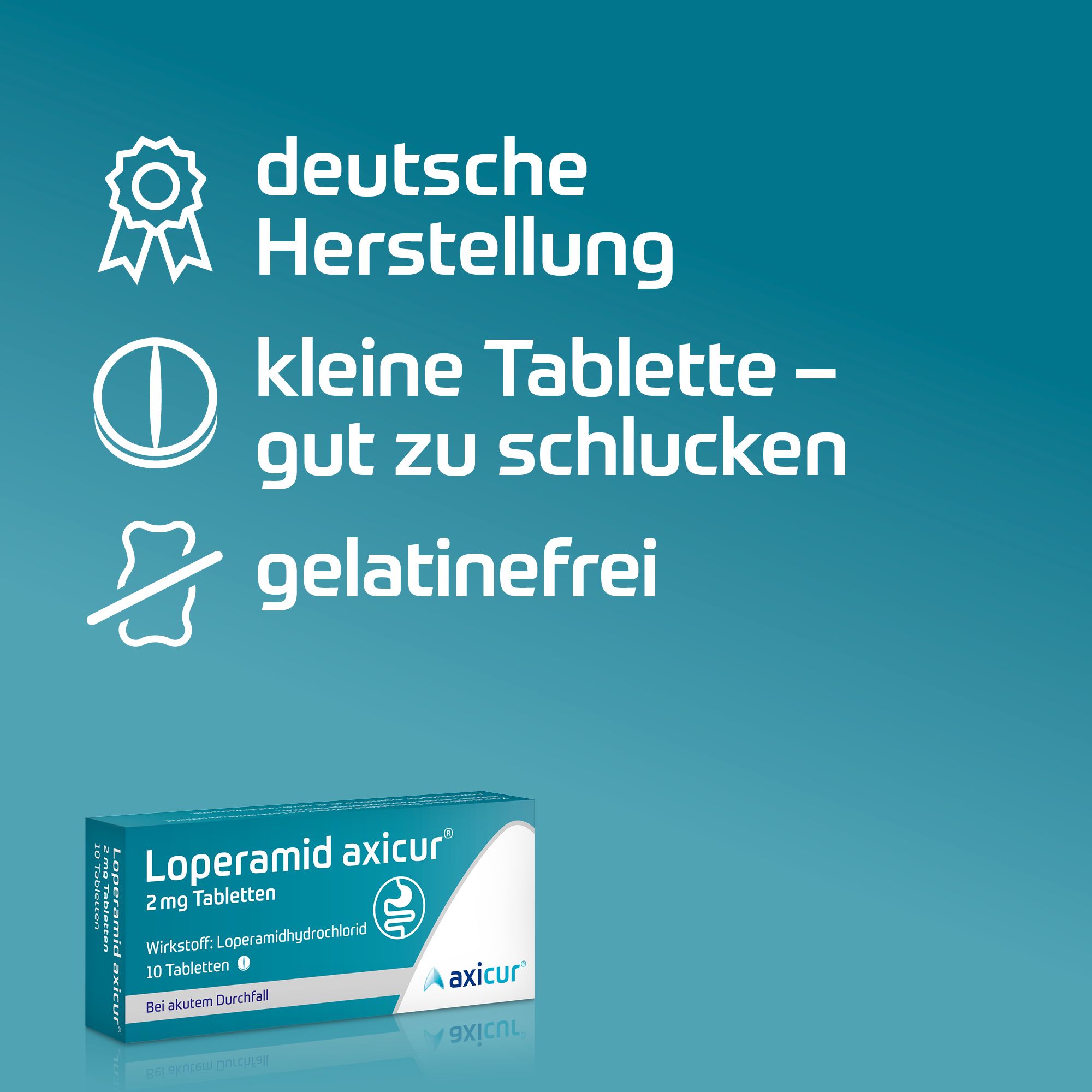 Loperamid axicur® 2 mg Tabletten
