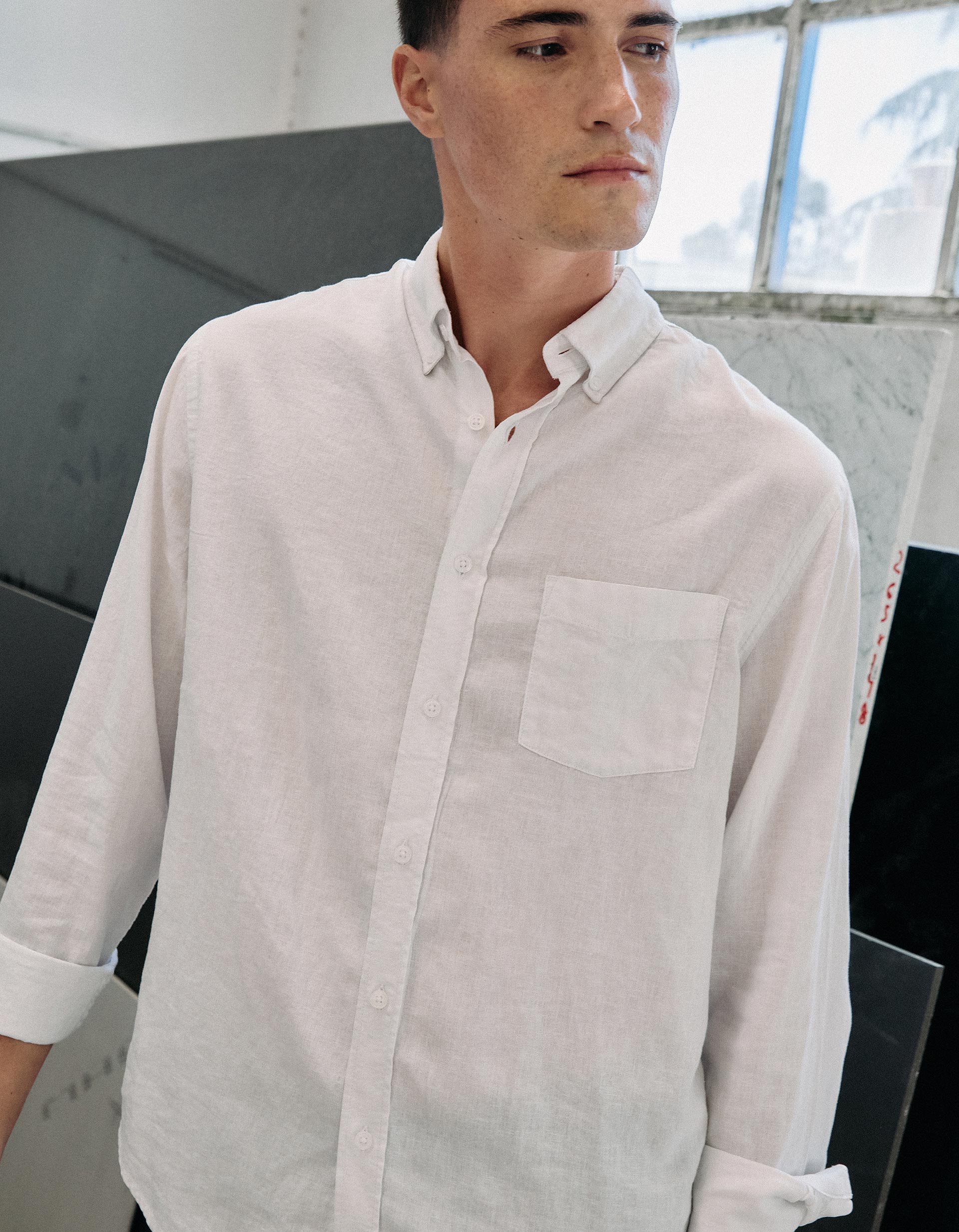 Camisa com Linho, Homem, Branco