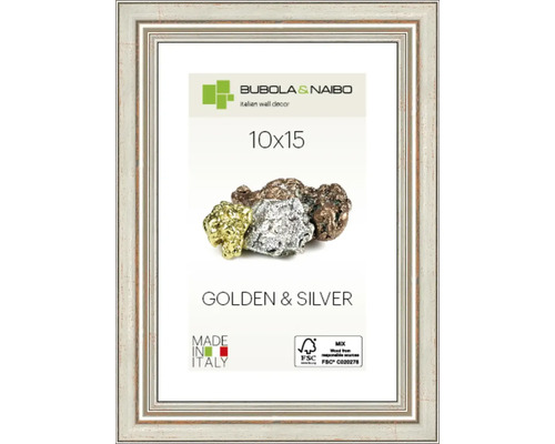 Houten fotolijst GOUDEN & ZILVER zilver 10x15 cm