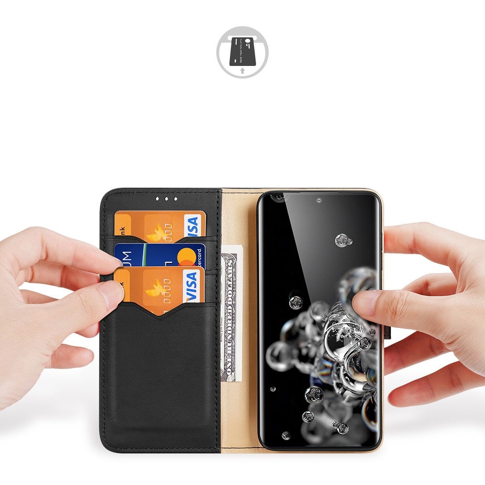 Samsung Galaxy S21 5G Flip Wallet Cover Echtleder Tasche (RFID Schutz) - Schwarz