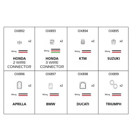 Connectique Oxford POUR CLIGNOTANTS SPECIFIQUES Aprilia Universel - Noir