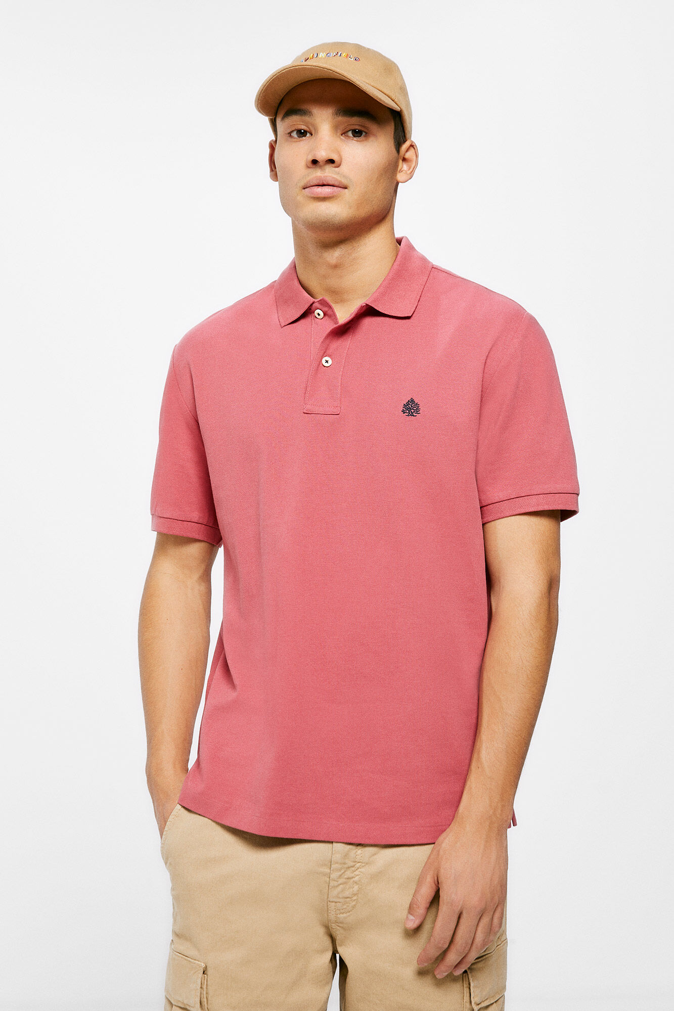 Camisa polo básica em piqué - fúcsia