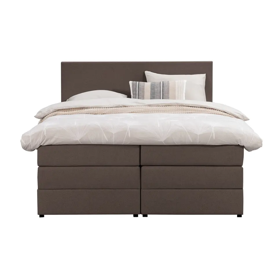 Boxspring met opbergruimte Liv egaal - donkerbruin - 140x200 cm