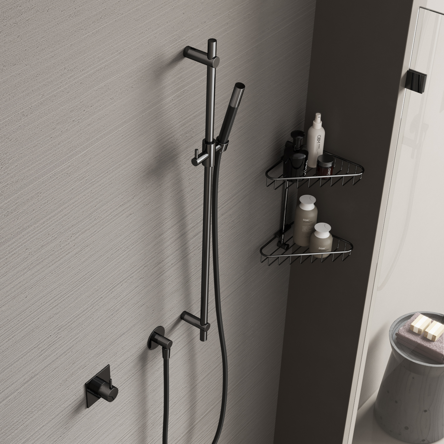 Hotbath Cobber Glijstang 90cm met handdouche Wit Mat M307