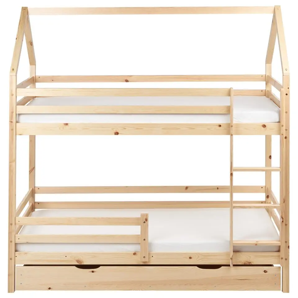 GIRGOLS - Stapelbed - Lichtbruin - 90 x 200 cm - Dennenhout