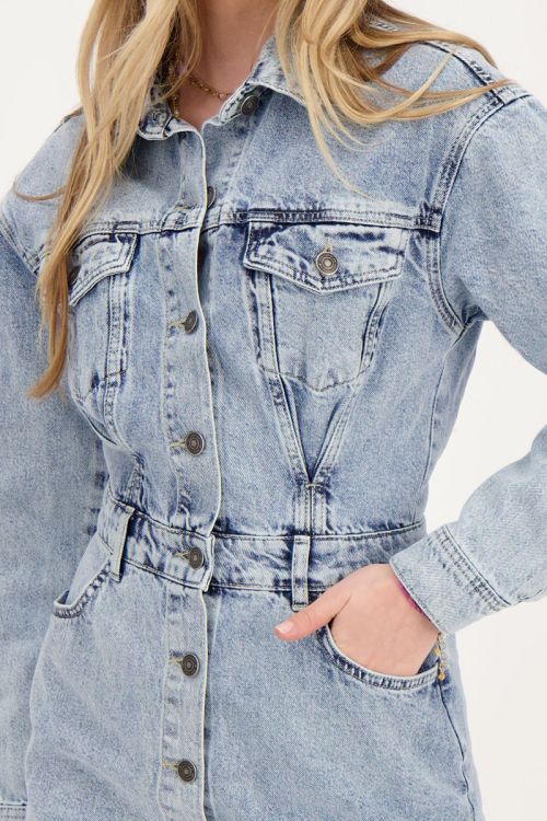 Blauwe spijkerjurk button-up