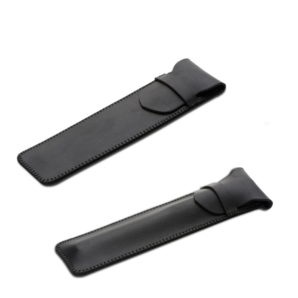 Apple Pencil (1. & 2. Gen. / Pro) Leder Schutzhülle mit Verschlusslasche - Schwarz