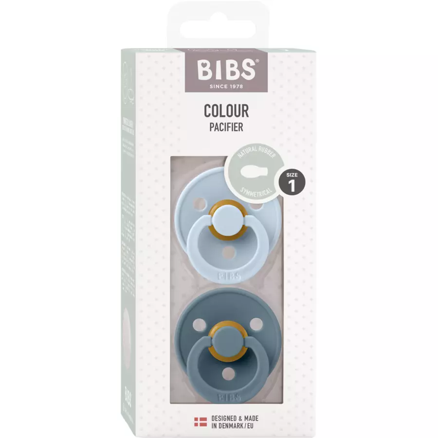 BIBS® Schnuller Colour Symmetrischer Sauger Baby Blue & Petrol 0-6 Monate, 2 Stk.