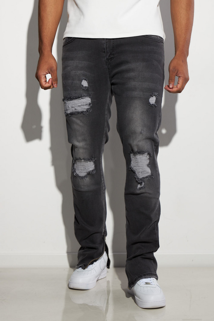 Jeans gris déchiré