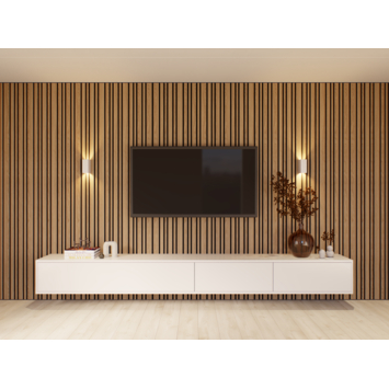 Kleurstaal lattenwand Decowall Acoustic Blend brons eiken 30x25cm