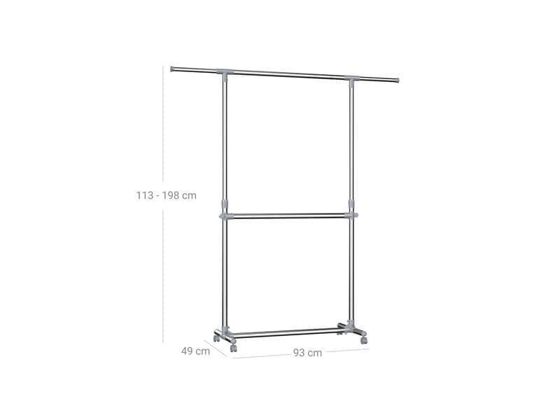 Songmics Garderobenständer 101 - 166 cm, Metall Ausziehbarer Kleiderständer