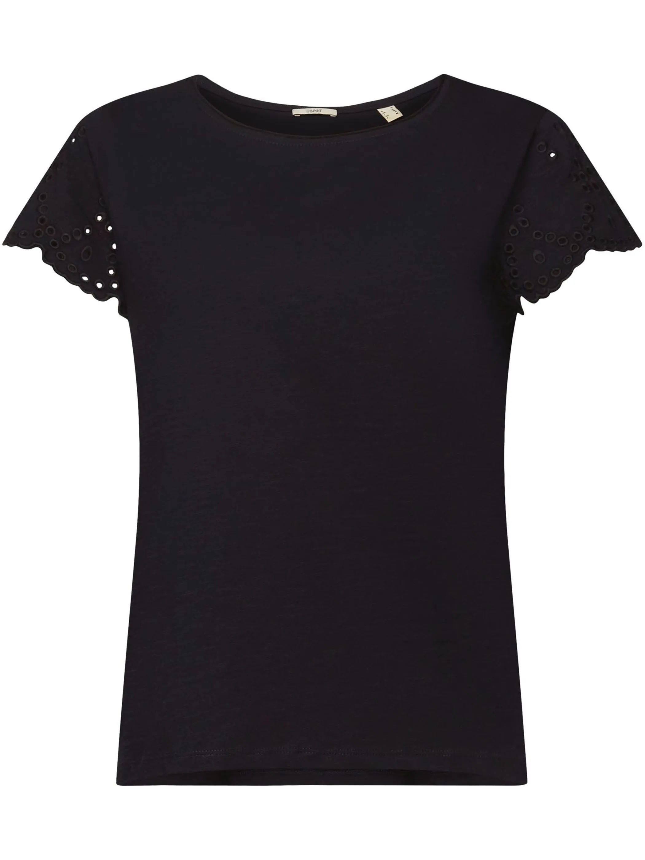 Damen Shirt mit Lochstickerei an den Ärmeln