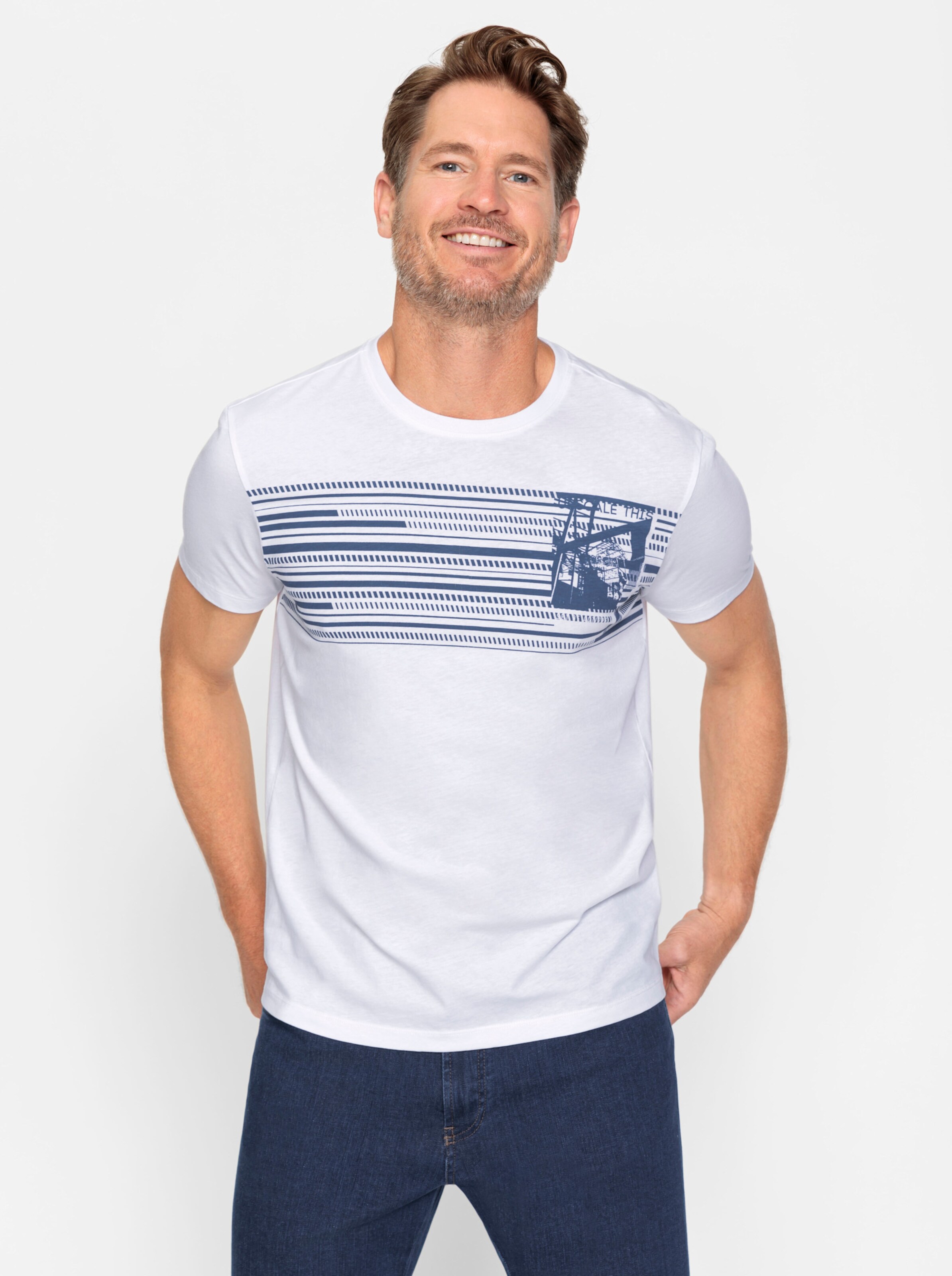 Catamaran Doppelpack Shirts in weiß + jeansblau