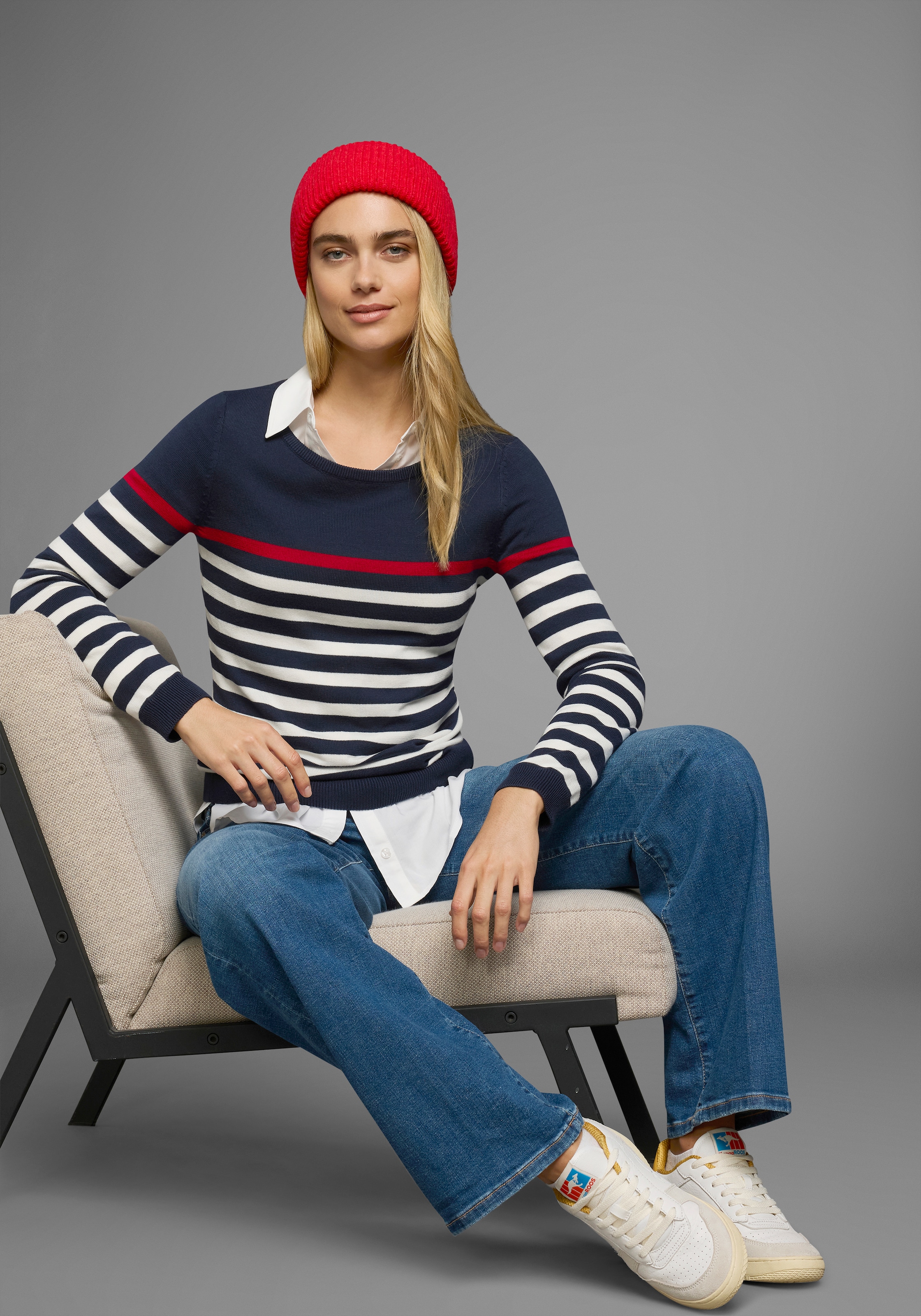 AJC Strickpullover , mit modischen Kontraststreifen
